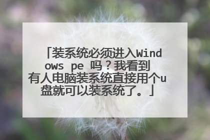 装系统必须进入Windows pe 吗?我看到有人电脑装系统直接用个u盘就可以装系统了。