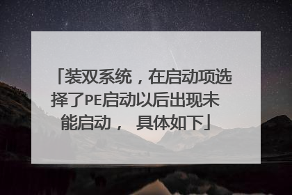 装双系统，在启动项选择了PE启动以后出现未能启动， 具体如下