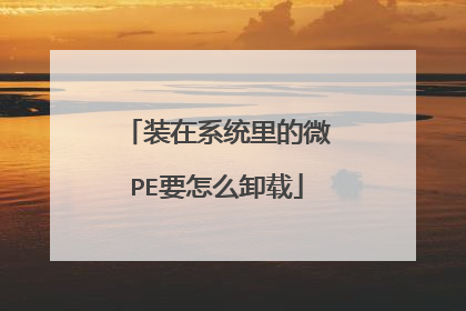 装在系统里的微PE要怎么卸载