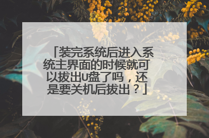 装完系统后进入系统主界面的时候就可以拔出U盘了吗,还是要关机后拔出?