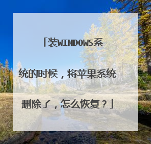 装WINDOWS系统的时候,将苹果系统删除了,怎么恢复?