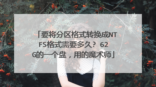 要将分区格式转换成NTFS格式需要多久? 62G的一个盘，用的魔术师