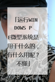 运行WINDOWS PE微型系统是用干什么的,有什么用呢?不懂