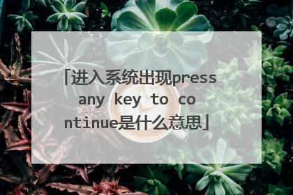 进入系统出现press any key to continue是什么意思