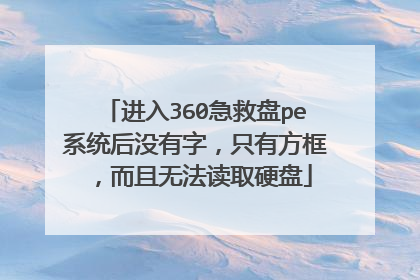 进入360急救盘pe系统后没有字,只有方框,而且无法读取硬盘