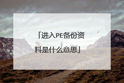 进入PE备份资料是什么意思