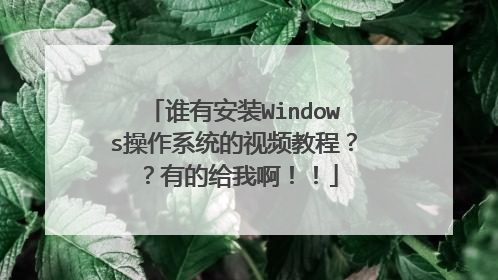 谁有安装Windows操作系统的视频教程??有的给我啊!!