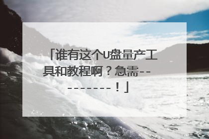 谁有这个U盘量产工具和教程啊?急需---------!