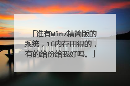 谁有Win7精简版的系统,1G内存用得的,有的给份给我好吗。