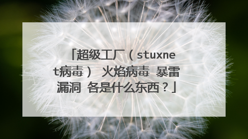 超级工厂(stuxnet病毒) 火焰病毒 暴雷漏洞 各是什么东西?