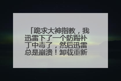 跪求大神指教,我迅雷下了一个防踢补丁中毒了,然后迅雷总是崩溃!卸载重新下的也不行!
