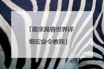 跪求魔兽世界详细宏命令教程