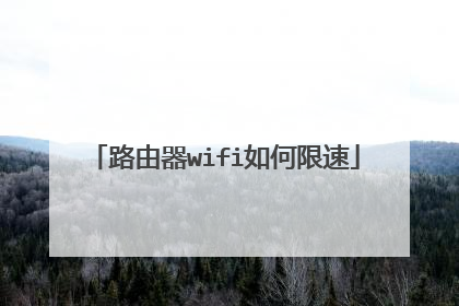 路由器wifi如何限速
