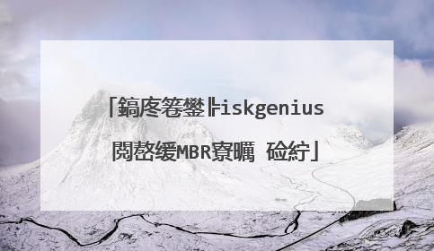 鎬庝箞鐢╠iskgenius 閲嶅缓MBR寮曞�硷紵