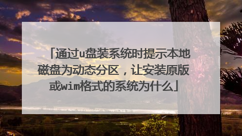 通过u盘装系统时提示本地磁盘为动态分区，让安装原版或wim格式的系统为什么