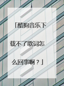 酷狗音乐下载不了歌词怎么回事啊?