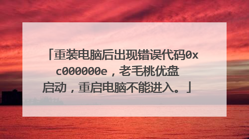 重装电脑后出现错误代码0xc000000e,老毛桃优盘启动,重启电脑不能进入。