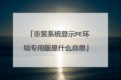 重装系统显示PE环境专用版是什么意思