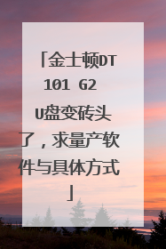 金士顿DT101 G2 U盘变砖头了,求量产软件与具体方式