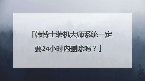 韩博士装机大师系统一定要24小时内删除吗?
