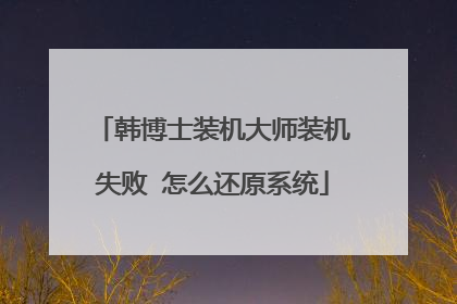 韩博士装机大师装机失败 怎么还原系统
