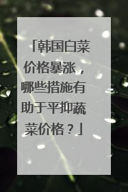 韩国白菜价格暴涨,哪些措施有助于平抑蔬菜价格?