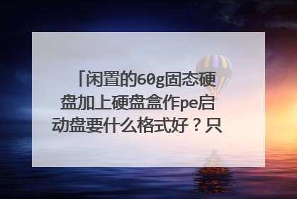 闲置的60g固态硬盘加上硬盘盒作pe启动盘要什么格式好?只有一个分区的。