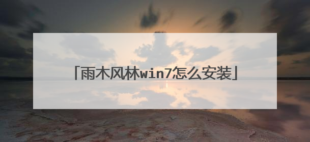 雨木风林win7怎么安装
