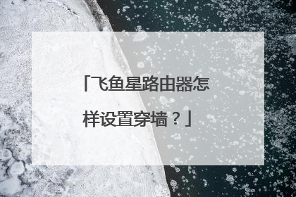 飞鱼星路由器怎样设置穿墙？