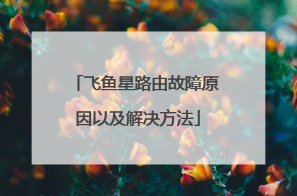 飞鱼星路由故障原因以及解决方法