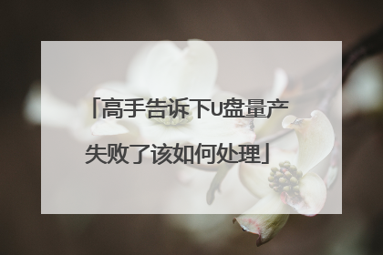 高手告诉下U盘量产失败了该如何处理