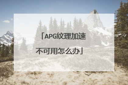 APG纹理加速不可用怎么办
