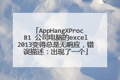 AppHangXProcB1 公司电脑的excel2013变得总是无响应,错误描述:出现了一个
