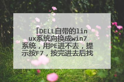 DELL自带的linux系统向换成win7系统,用PE进不去,提示按F7,按完进去后找不到分区怎么办