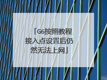 G6按照教程接入点设置后仍然无法上网