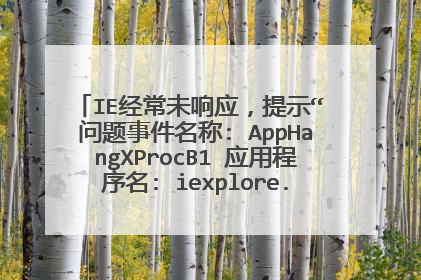 IE经常未响应,提示“ 问题事件名称: AppHangXProcB1 应用程序名: iexplore.exe 应用程序版本: 9.0.8112.1