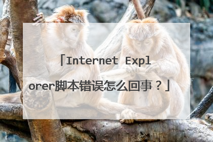 Internet Explorer脚本错误怎么回事?