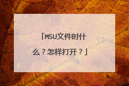 MSU文件时什么?怎样打开?