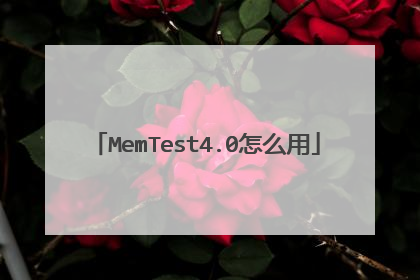 MemTest4.0怎么用