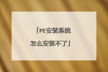 PE安装系统怎么安装不了