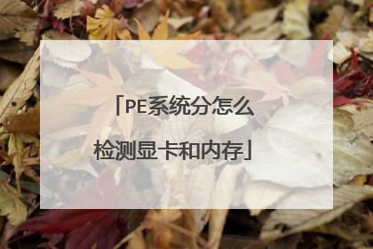 PE系统分怎么检测显卡和内存