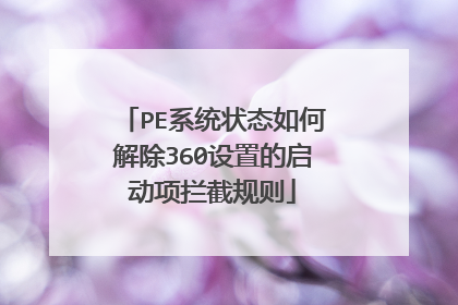 PE系统状态如何解除360设置的启动项拦截规则