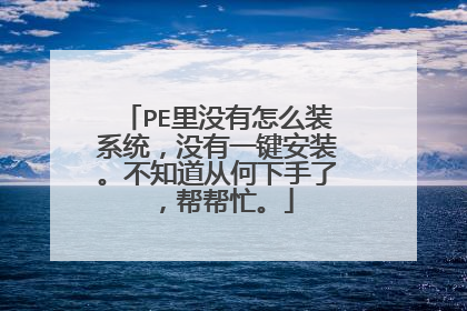 PE里没有怎么装系统，没有一键安装。不知道从何下手了，帮帮忙。