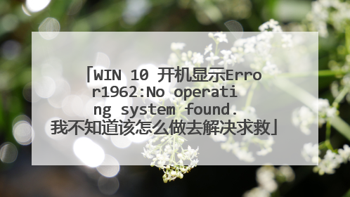 WIN 10 开机显示Error1962:No operating system found.我不知道该怎么做去解决求救