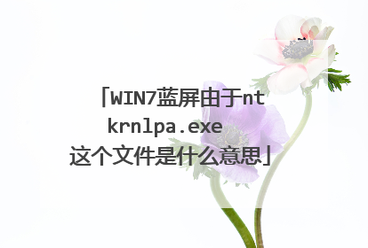WIN7蓝屏由于ntkrnlpa.exe 这个文件是什么意思