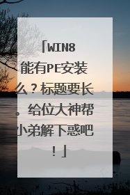 WIN8 能有PE安装么?标题要长。给位大神帮小弟解下惑吧!