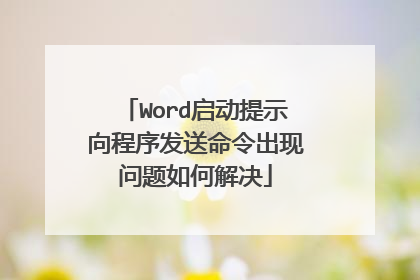 Word启动提示向程序发送命令出现问题如何解决