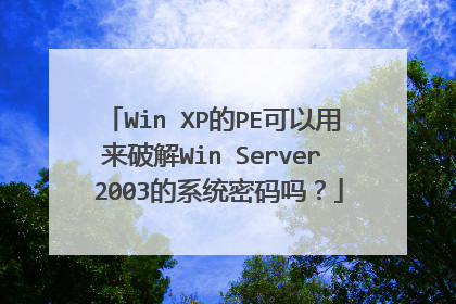 Win XP的PE可以用来破解Win Server 2003的系统密码吗？