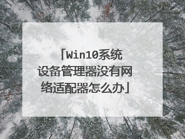 Win10系统设备管理器没有网络适配器怎么办