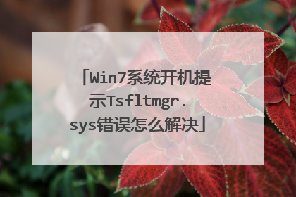 Win7系统开机提示Tsfltmgr.sys错误怎么解决